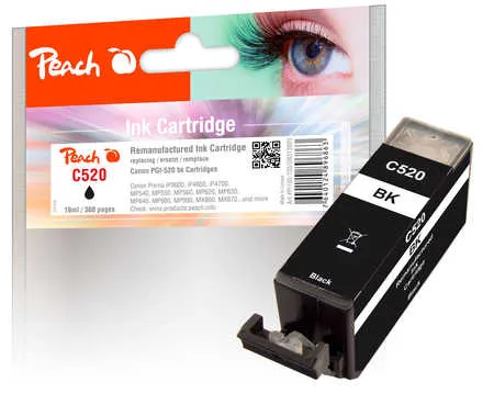 Peach Cartouche d'encre  noir, compatible avec
 PGI-520PGBK, 2932B001 Canon Pixma IP 4600 X