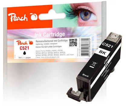 Peach  Ink Cartridge photoblack black, compatible with
 CLI-521BK, 2933B001 Canon Pixma IP 4600 X