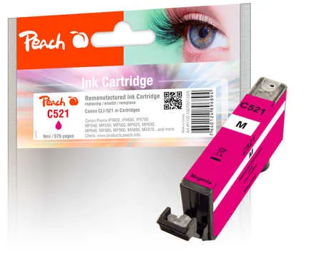 Peach Cartouche d'encre  magenta, compatible avec
 CLI-521M, 2935B001 Canon Pixma IP 4600 X