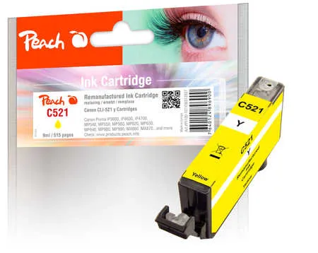 Peach Cartouche d'encre  jaune, compatible avec
 CLI-521Y, 2936B001 Canon Pixma IP 4600 X