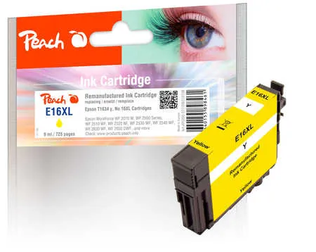 Peach Cartouche d'encre  jaune, compatible avec
 No. 16XL y, C13T16344010 Epson WorkForce WF-2530 WF