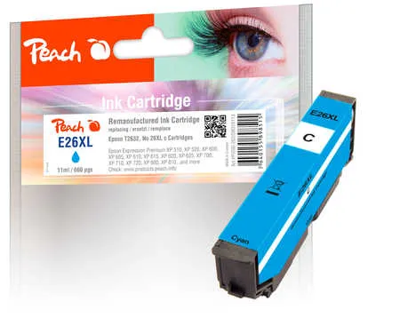 Peach Cartouche d'encre  HY cyan, compatible avec
 No. 26XL c, C13T26324010 Epson Expression Premium XP-625