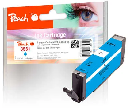 Peach  cartouche d'encre cyan compatible avec
 CLI-551C, 6509B001 Canon Pixma MX 725