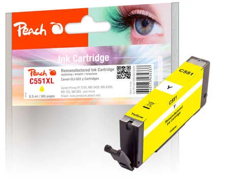 Peach  cartouche d'encre jaune avec puce compatible avec
 CLI-551Y, 6511B001 Canon Pixma MX 725