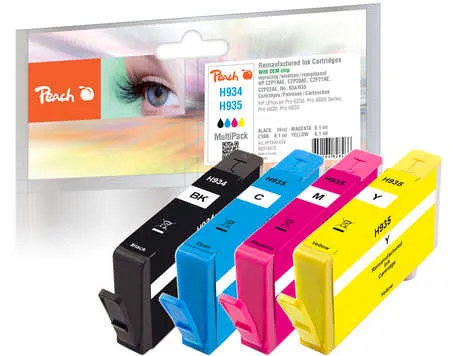 Peach Multipack  avec puce, compatible avec
 No. 934, No. 935, C2P19A, C2P20A, C2P21A, C2P22A HP OfficeJet 6820