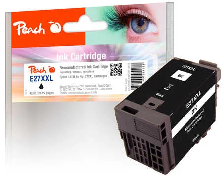 Peach  cartouche d'encre Cartridge noire compatible avec
 T2791, No. 27XXL bk, C13T27914010 Epson WorkForce WF-3600 Series