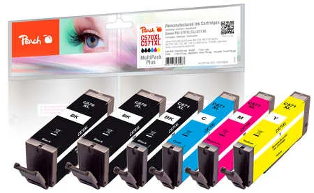 Peach  Multipack Plus, compatible avec
 PGI-570XL*2, CLI-571XL Canon Pixma TS 6050 Series