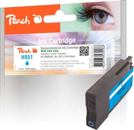 Peach  cartouche d'encre cyan compatible avec
 No. 951 c, CN050A HP OfficeJet Pro 251 dw