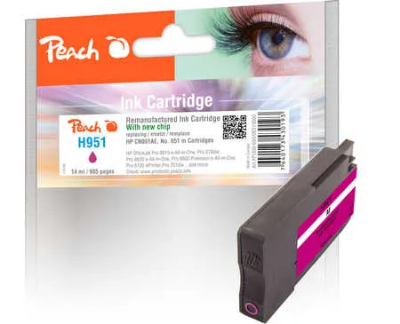 Peach  cartouche d'encre magenta compatible avec
 No. 951 m, CN051A HP OfficeJet Pro 251 dw