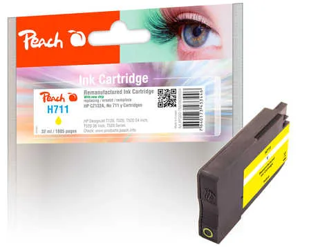 Peach  cartouche d'encre jaune compatible avec
 No. 711 Y, CZ132AE HP DesignJet T 520 Series