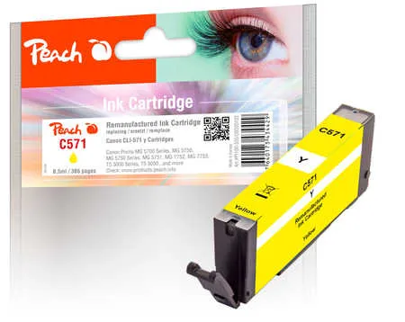 Peach Cartouche d'encre  jaune, compatible avec
 CLI-571Y, 0388C001 Canon Pixma TS 6050 Series