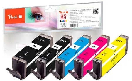 Peach  Multi Pack, compatible avec
 PGI-570, CLI-571 Canon Pixma TS 6050 Series