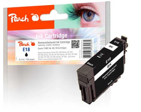 Peach Cartouche d'encre  noir, compatible avec
 No. 18 bk, C13T18014010 Epson Expression Home XP-302