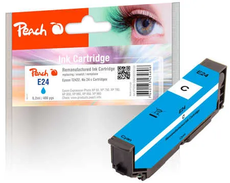 Peach Cartouche d'encre  cyan, compatible avec
 No. 24 c, C13T24224010 Epson Expression Photo XP-950