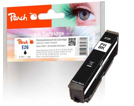Peach  Ink Cartridge photoblack black, compatible with
 No. 26 phbk, C13T26114010 Epson Expression Premium XP-625