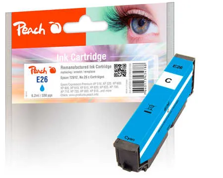 Peach Cartouche d'encre  cyan, compatible avec
 No. 26 c, C13T26124010 Epson Expression Premium XP-625