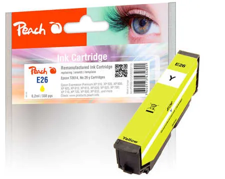 Peach Cartouche d'encre  jaune, compatible avec
 No. 26 y, C13T26144010 Epson Expression Premium XP-625