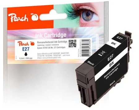 Peach  cartouche d'encre Cartridge noire compatible avec
 T2701, No. 27 bk, C13T27014010 Epson WorkForce WF-3600 Series