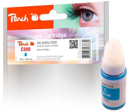 Peach  Bouteille d'encre cyan compatible avec
 GI-590C, 1604C001 Canon Pixma G 4410