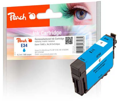 Peach Cartouche d'encre  cyan, compatible avec
 T3462, No. 34 c, C13T34624010 Epson WorkForce Pro WF-3720 Series