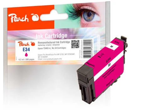 Peach Cartouche d'encre  magenta, compatible avec
 T3463, No. 34 m, C13T34634010 Epson WorkForce Pro WF-3720 Series