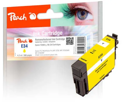 Peach Cartouche d'encre  jaune, compatible avec
 T3464, No. 34 y, C13T34644010 Epson WorkForce Pro WF-3720 Series