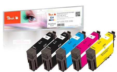 Peach  Multipack Plus, compatible avec
 No. 34, T3461*2, T3462, T3463, T3464 Epson WorkForce Pro WF-3720 Series