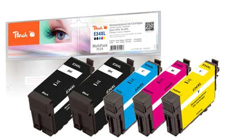 Peach  Multipack Plus, XL compatible avec
 No. 34XL, T3471*2, T3472, T3473, T3474 Epson WorkForce Pro WF-3720 Series