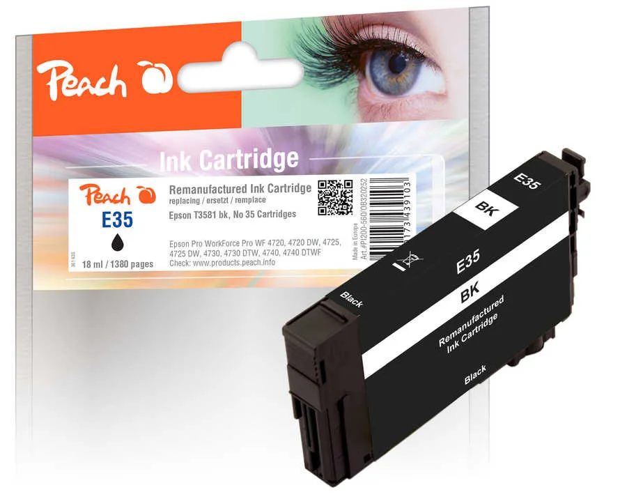 Peach Cartouche d'encre  noir, compatible avec
 T3581, No. 35 bk, C13T35814010 Epson WorkForce Pro WF-4735 DTWF