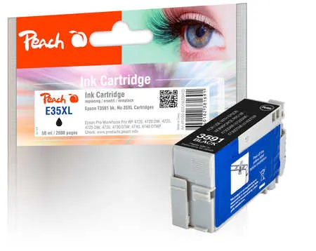 Peach  cartouche d'encre XL noire, compatible avec
 T3591, No. 35XL bk, C13T35914010 Epson WorkForce Pro WF-4735 DTWF