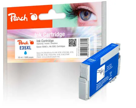 Peach  cartouche d'encre XL cyan, compatible avec
 T3592, No. 35XL c, C13T35924010 Epson WorkForce Pro WF-4735 DTWF