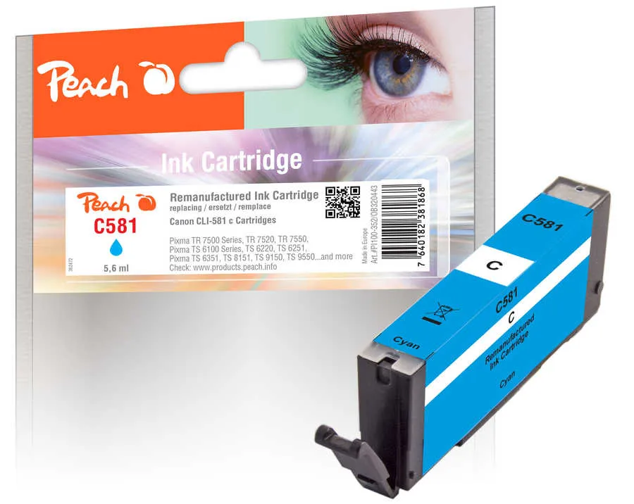 Peach Cartouche d'encre  cyan, compatible avec Canon Pixma TS 9100 Series