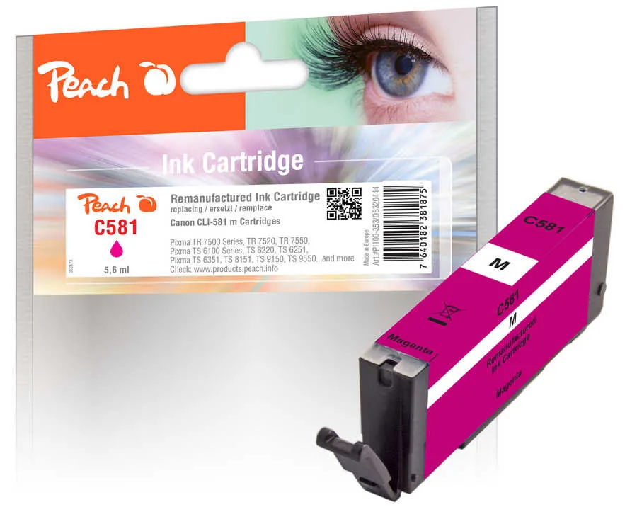 Peach Cartouche d'encre  magenta, compatible avec Canon Pixma TS 9100 Series