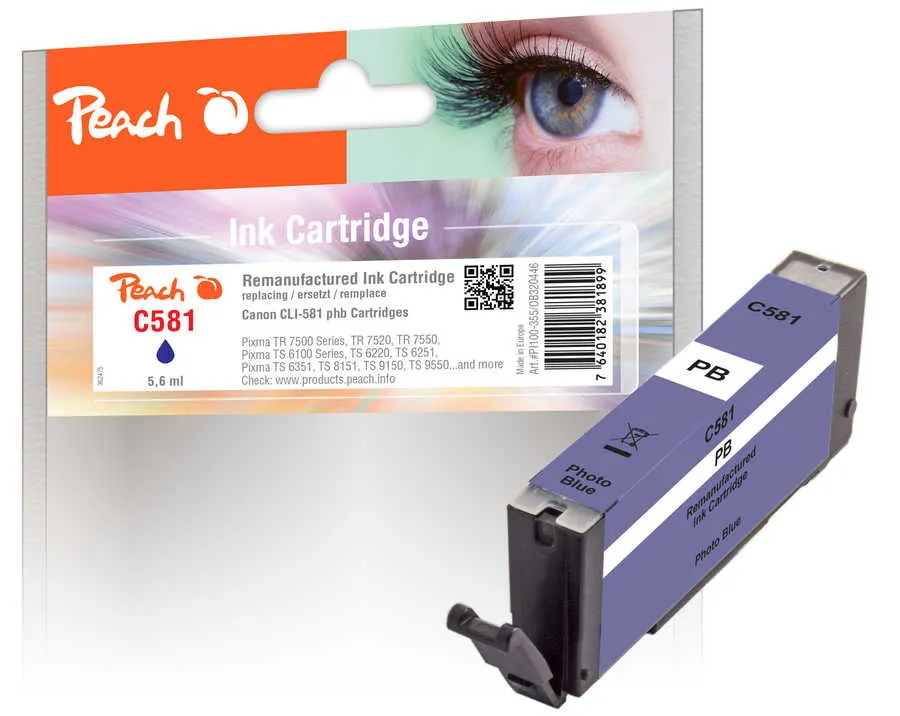 Peach  Ink Cartridge photo blue, compatible with Canon Pixma TS 9100 Series