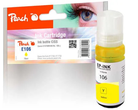 Peach  Bouteille d'encre jaune compatible avec
 No. 106 y, C13T00R440 Epson EcoTank ET-7700 Series