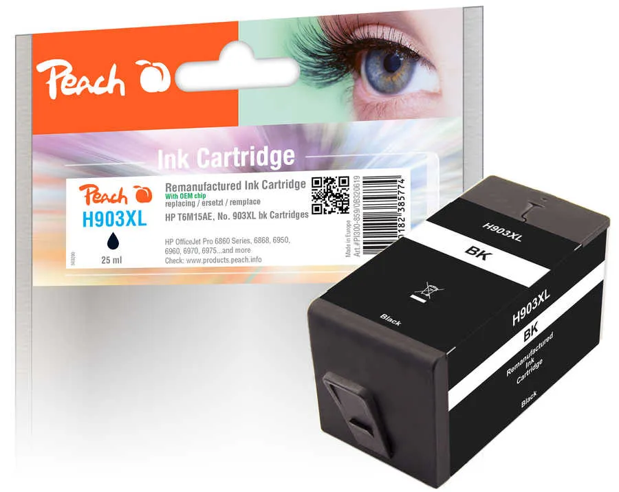 Peach  cartouche d'encre Cartridge noire compatible avec
 No. 903XL bk, T6M15AE HP OfficeJet 6900 Series