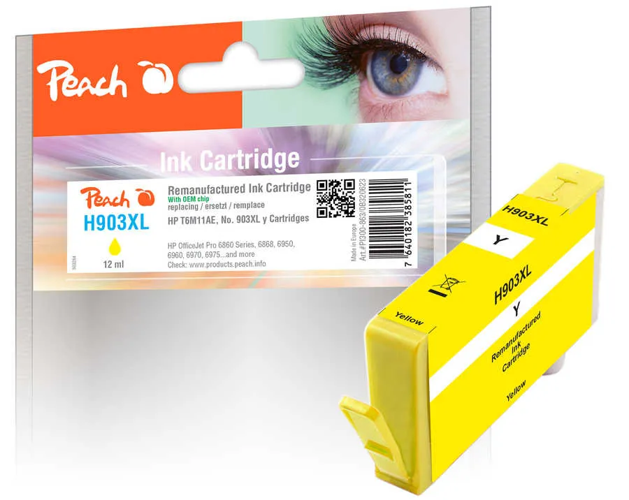 Peach  cartouche d'encre jaune compatible avec
 No. 903XL y, T6M11AE HP OfficeJet 6900 Series