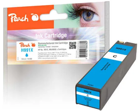 Peach  cartouche d'encre cyan extra HC compatible avec
 No. 991X C, M0J90AE HP PageWide Pro MFP 772 hn