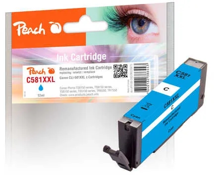 Peach  cartouche d'encre XXL cyan, compatible avec
 CLI-581XXLC, 1995C001 Canon Pixma TS 9100 Series