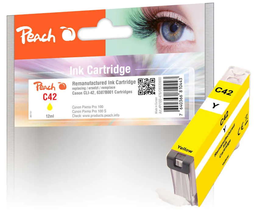 Peach Cartouche d'encre  jaune, compatible avec Canon Pixma PRO-100 S