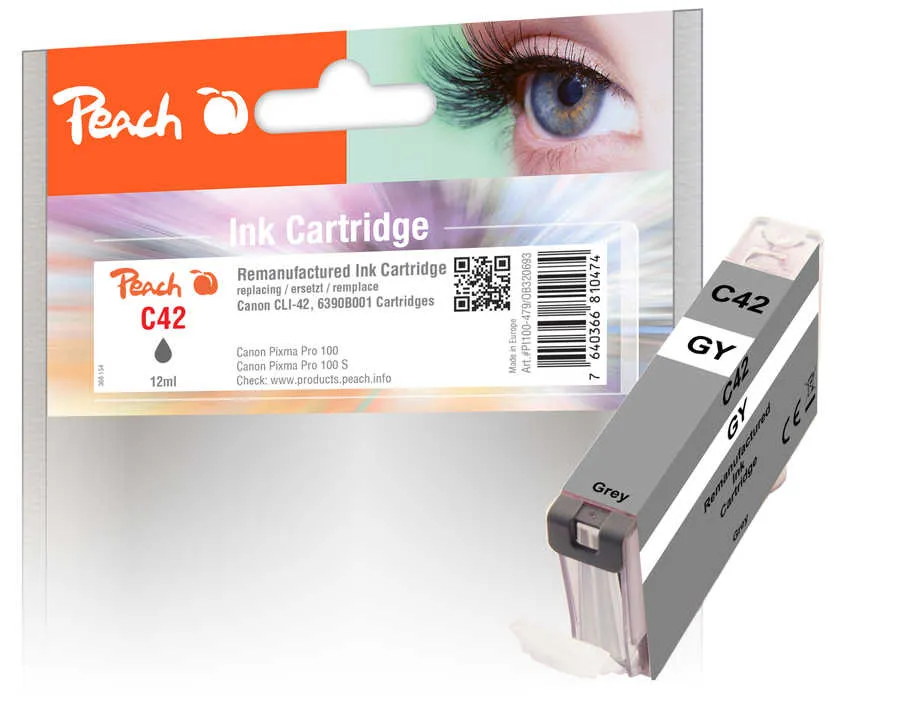 Peach Cartouche d'encre  gris, compatible avec Canon Pixma PRO-100 S
