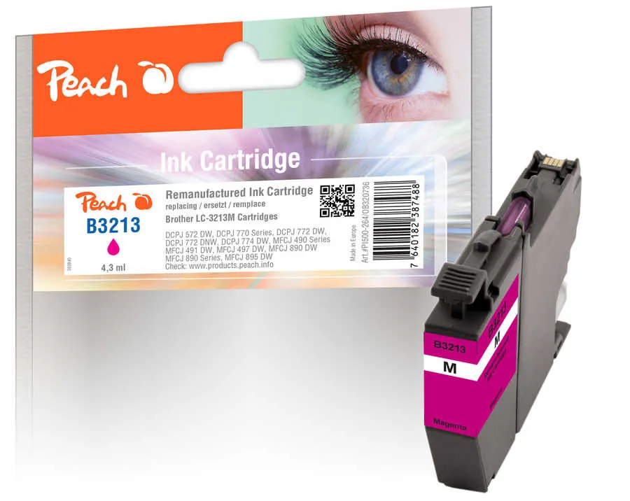 Peach Cartouche d'encre  magenta XL, compatible avec
 LC-3213M Brother MFCJ 491 DW