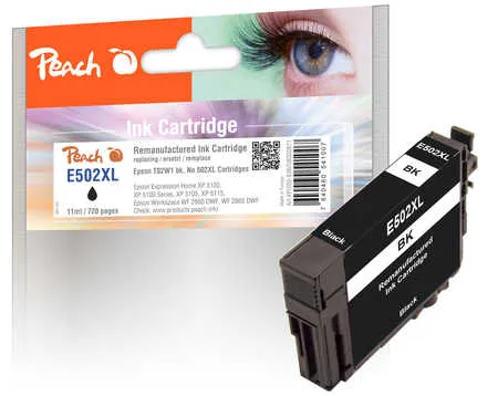 Peach Cartouche d'encre  noir, compatible avec
 No. 502XLBK, C13T02W14010 Epson Expression Home XP-5100