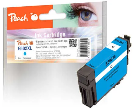 Peach Cartouche d'encre  cyan, compatible avec
 No. 502XLC, C13T02W24010 Epson Expression Home XP-5100