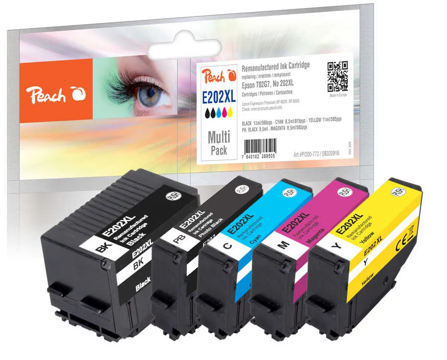 Peach  Multipack compatible avec
 T02G7, No. 202XL, C13T02G74010 Epson Expression Premium XP-6100