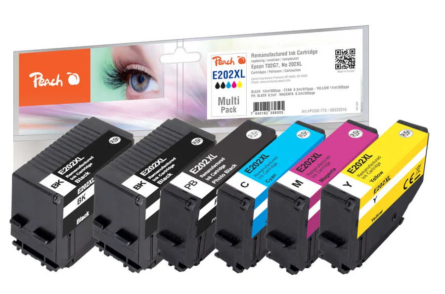 Peach  Multi Pack Plus, HY compatible avec
 No. 202XL, T02G1*2, T02H1, T02H2, T02H3, T02H4 Epson Expression Premium XP-6100