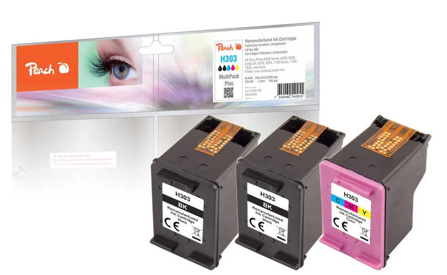 Peach  Multipack Plus compatible avec
 No. 303, 3YM92A, T6N02AE*2, T6N01AE HP Envy Photo 6234