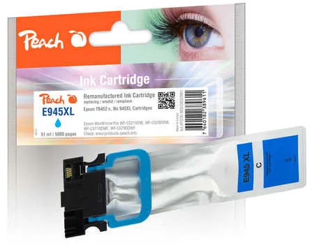 Peach Cartouche d'encre  HY cyan, compatible avec
 T9452, No. 945XLC, C13T945240 Epson WorkForce Pro WFC 5210 DW