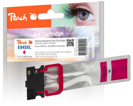 Peach Cartouche d'encre  HY magenta, compatible avec
 T9453, No. 945XLM, C13T945340 Epson WorkForce Pro WFC 5210 DW
