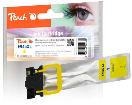 Peach Cartouche d'encre  HY jaune, compatible avec
 T9454, No. 945XLY, C13T945440 Epson WorkForce Pro WFC 5210 DW